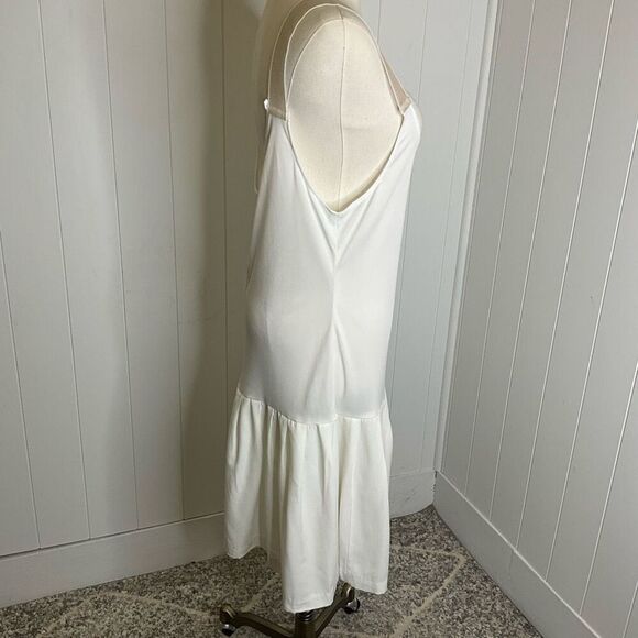Vintage Handmade Women's 9-10 White Deep Scoop Neck Slip Dress Intimates - Picture 4 of 10